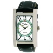 Colibri Unisex Stainless Rectangular Watch With Black Leather Strap PWW095000