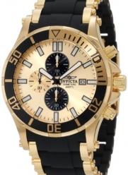 Invicta Men's 1478 Sea Spider Chronograph Gold Dial Black Polyurethane Watch