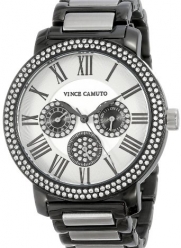 Vince Camuto Women's VC/5001BKTT Swarovski Crystal Accented Black Ion-Plated Silver-Tone Multi-Function Bracelet Watch