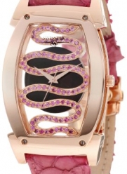 Swisstek SK81902L Limited Edition Swiss Rose-Gold-Plated Watch With Pink Sapphires, Aquatic Leather Strap, Sapphire Crystal And Sapphire Exhibition Caseback