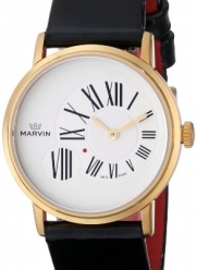 Marvin Women's M025.52.25.64 Origin White Dial Rose Gold Plated Black Patent Leather Strap Watch