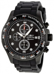 Invicta Signature II Chronograph Black Ion-plated Black Rubber Strap Mens Watch 7375