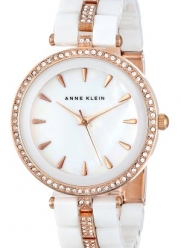 Anne Klein Women's AK/1444WTRG Swarovski Crystal-Accented Rose Gold-Tone and White Ceramic Bracelet Watch