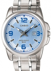 Casio Women's LTP1314D-2AV Silver Stainless-Steel Quartz Watch with Blue Dial