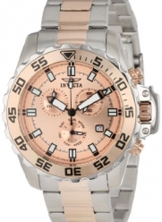 Invicta Men's 13627 Pro Diver Chronograph Rose Gold Tone Dial Two Tone Stainless Steel Watch