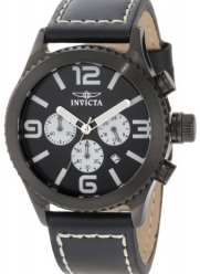 Invicta Men's 1430 II Collection Black Stainless Steel and Leather Watch