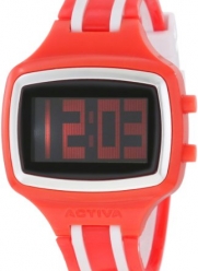 Activa By Invicta Unisex AA401-007 Black Digital Dial Orange and White Polyurethane Watch