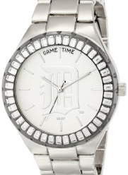 Game Time Women's MLB-WIN-DET Winner Baguette Stone Bezel Analog Display Japanese Quartz Silver Watch