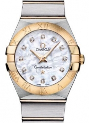 Omega Constellation Diamond Mother of Pearl Dial Yellow Gold and Stainless Steel Ladies Watch 123.20.27.60.55.002