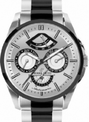 Pierre Petit Men's P-822E Le Mans Day Date Power Reserve Luminous Two Tone Stainless Steel Bracelet Watch