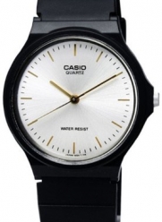 Casio Men's Core MQ24-7E2 Black Resin Quartz Watch with White Dial