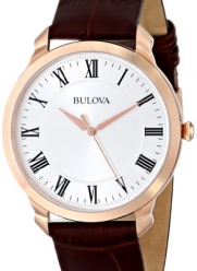 Bulova Men's 97A107 Gold-Tone Stainless Steel Watch with Brown Leather Strap