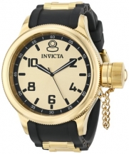 Invicta Men's 1438 Russian Diver Gold Dial Black Polyurethane Watch