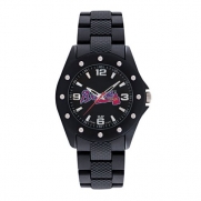 Game Time Men's MLB-BKA-ATL Atlanta Braves Breakaway Triple Black Analog Display Japanese Quartz Black Watch