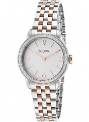 Bulova Diamond White Dial Two Tone Stainless Steel Ladies Watch 98R182