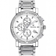 Bulova 96E03 Diamond Chronograph Mens Stainless Steel Watch