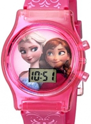 Disney Kids' FZN3560 Frozen Anna and Elsa Digital-Display Pink Watch