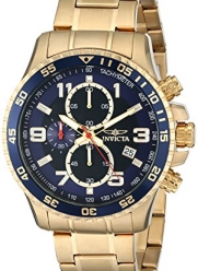 Invicta Men's 14878 Specialty Chronograph Dark Blue Textured Dial Gold Ion-Plated Stainless Steel Watch