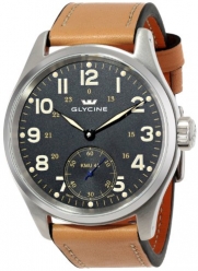 Glycine Men's 3906-19-LB7 KMU 48 Officer's Stainless Steel Mechanical Watch with Beige Leather Band