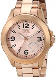 Invicta Women's 17934 Angel Rose Gold-Tone Watch with White Crystal Heart on Dial