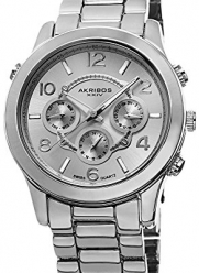 Akribos XXIV Women's AK648SS Ultimate Swiss Multifunction Silver-Tone Bracelet Watch