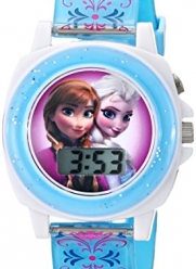 Disney Kids' FZN3588 Frozen Anna and Elsa Digital-Display Blue Watch