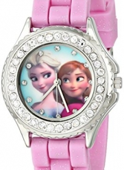 Disney Kids' FZN3554 Frozen Anna and Elsa Rhinestone-Accented Watch with Pink Band