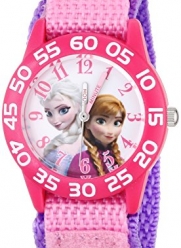 Disney Kids' Frozen Elsa and Anna Watch, W001790, Pink Nylon Band