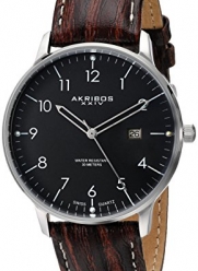 Akribos XXIV Men's AK715SSB Retro Stainless Steel Watch with Brown Leather Band