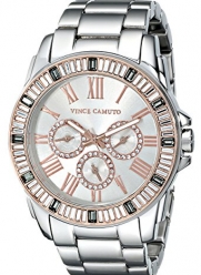 Vince Camuto Women's VC/5159GYRT Swarovski Crystal Accented Multi-Function Silver-Tone Bracelet Watch