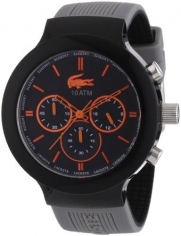 Lacoste Borneo Chronograph Black Dial Grey Silicone Mens Watch 2010655