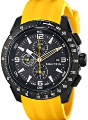 Nautica Men's N18599G NST 101 Stainless Steel Watch with Yellow Resin Band