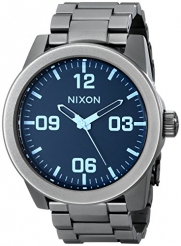 Nixon Men's Corporal Sterling Silver Watch One Size, Gunmetal/Blue Crystal