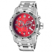 Invicta Mens Pro Diver Scuba Swiss Chronograph Red Dial Stainless Steel Brace...