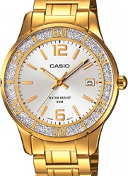 Casio #LTP1359G-7AV Women's Sprinkled Bezel Gold Tone Metal Fashion Silver Dial Watch