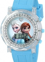 Disney Kids' FZN3581 Frozen Anna and Elsa Digital Display Analog Quartz Blue Watch