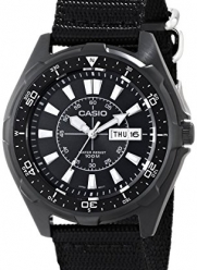 Casio Men's AMW110-1AV  Classic Analog Black Nylon Strap Watch