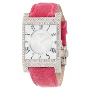 Swisstek SK57740L Limited Edition Swiss Pink Diamond Watch With Mother-Of-Pearl Dial, Genuine Crocodile Strap And Sapphire Crystal