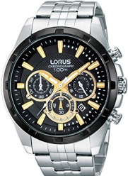 LORUS RT399AX-9 Men's Chronograph Stainless Steel case & Bracelet,Black bezel,100m WR RT399AX9