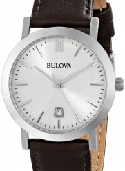 Bulova Unisex 96B217 Stainless Steel Watch with Brown Leather Band