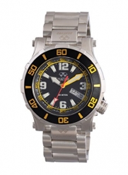 Reactor 45007 Atlas Midsized Dive Watch - Black and Yellow - Stainless Steel Bracelet