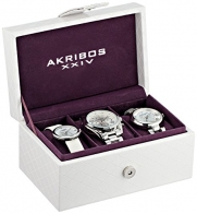 Akribos XXIV Women's AK738SS Analog Display Swiss Quartz Silver Watch Set