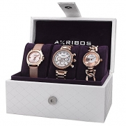 Akribos XXIV Women's AK741RG Analog Display Swiss Quartz Gold Watch Set