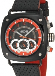 EOS New York Men's 173SBLKRED Gauge Black Leather Strap Watch