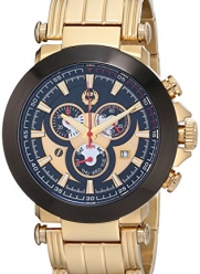 Brillier Men's 11-01 BK Analog Display Swiss Quartz Gold Watch