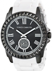 Vince Camuto Women's VC/5191GYWT Swarovski Crystal Accented Gunmetal and Matte White Ceramic Bracelet Watch