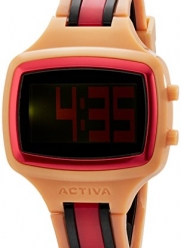 Activa By Invicta Unisex AA401-024 Watch with Salmon, Black, and Pink Band