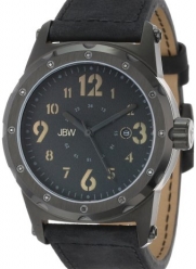 JBW Men's J6284B Black Stainless Steel Watch with Black Leather Band