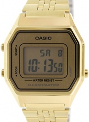 Casio Ladies Mid-Size Gold Tone Digital Retro Watch LA-680WGA-9DF