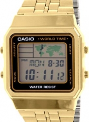 Men's Gold-Tone Casio World Time Stainless Steel Watch A500WGA-1